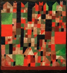 Cityscape (Red-Green Accents)